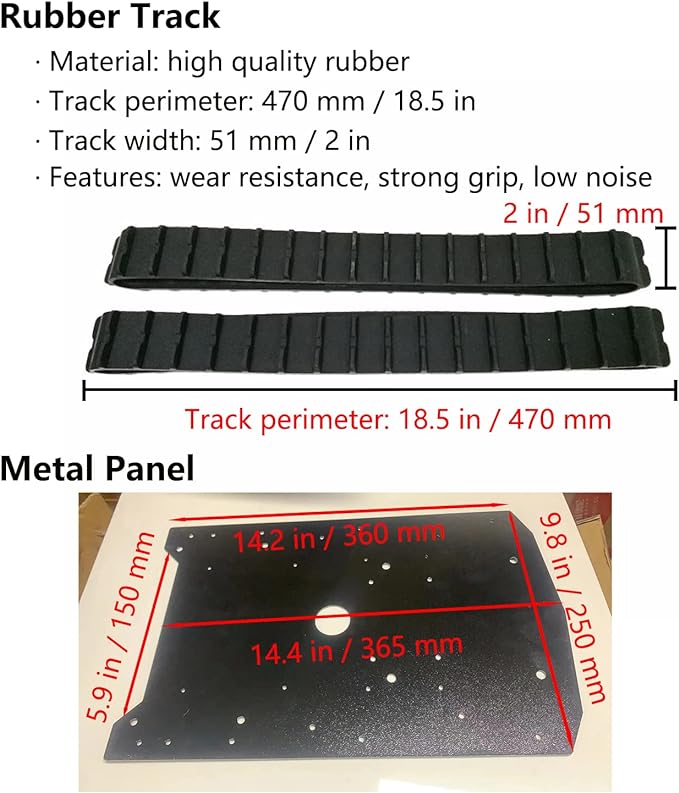T007 Robot Tank Chassis With Rubber Tracks 15kg Load